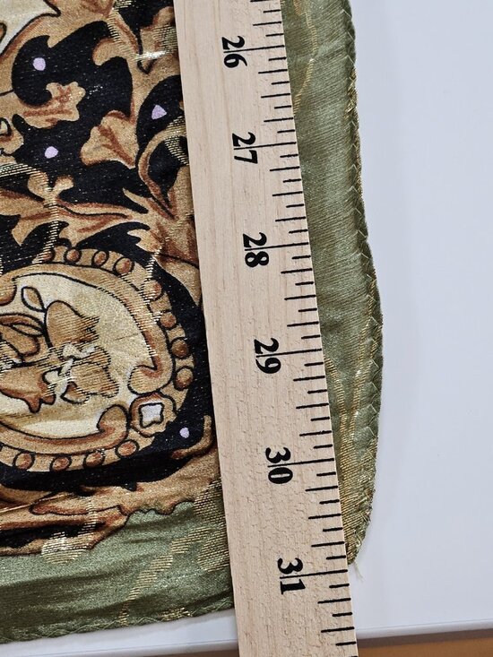 Unbranded Silk Scarf Womens 31 x 32 Inches Multicolor Gold Floral Feathers Print - Picture 6 of 15